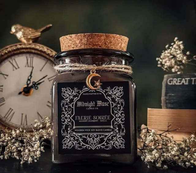 Faerie Soiree Candle Faerie Soiree Literary Candle with Charm - Blackcherry - Image 1